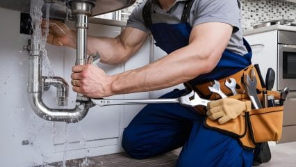 Technician using electronic equipment to detect a plumbing leak in Coachella